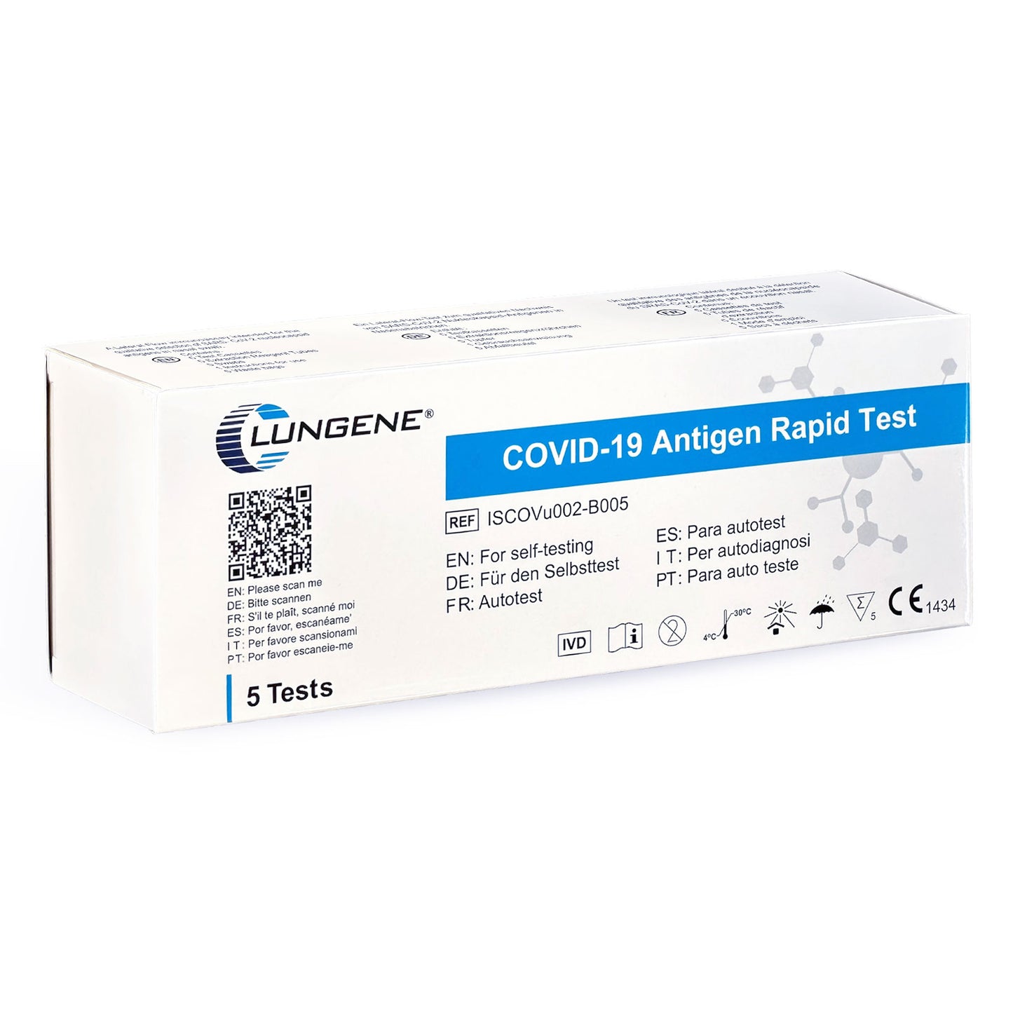 5er Box Clungene® Covid-19 Corona Schnelltest für Laien (Selbsttest)