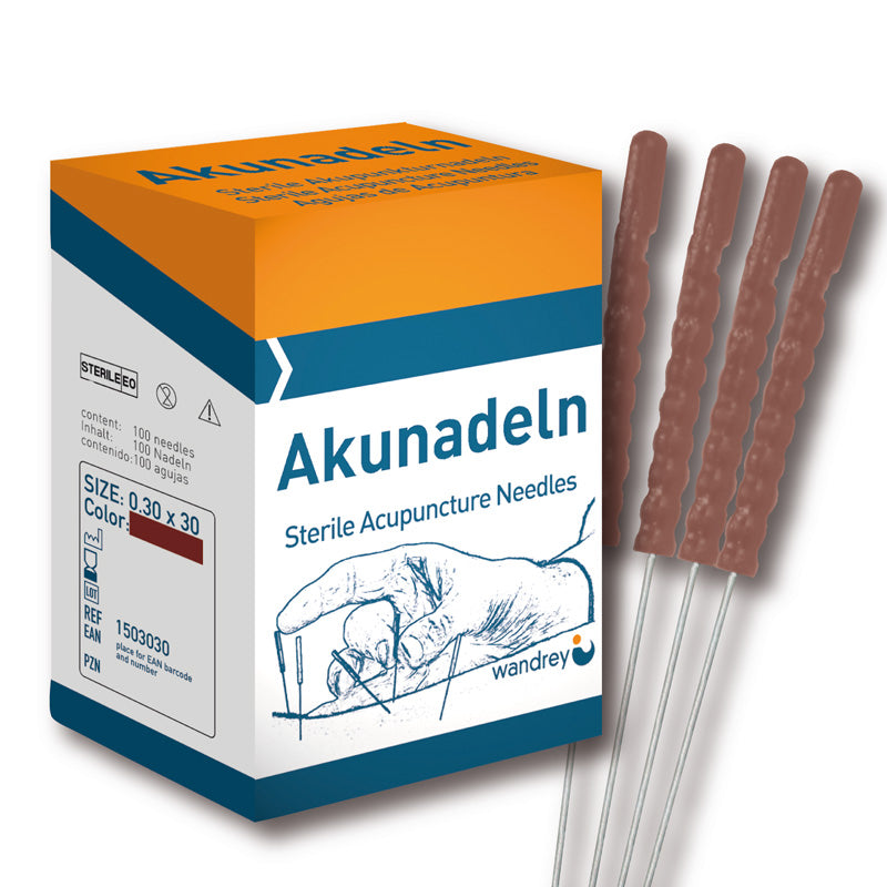 Akupunkturnadeln mit Kunststoffgriff | 0,30 x 30 mm, braun | EAN 4260136820408 | günstig kaufen