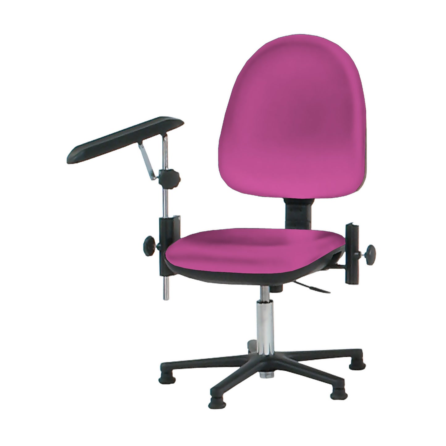 Höhenverstellbarer Blutentnahmestuhl | 1 Armauflage, schwarzes Fußkreuz magenta | günstig kaufen