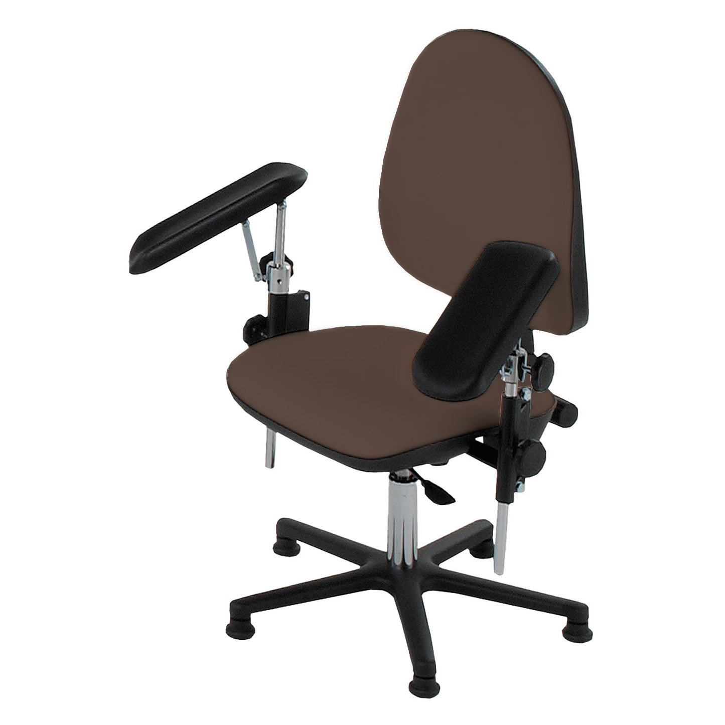 Höhenverstellbarer Blutentnahmestuhl | 2 Armauflagen, schwarzes Fußkreuz kaffeebraun | günstig kaufen