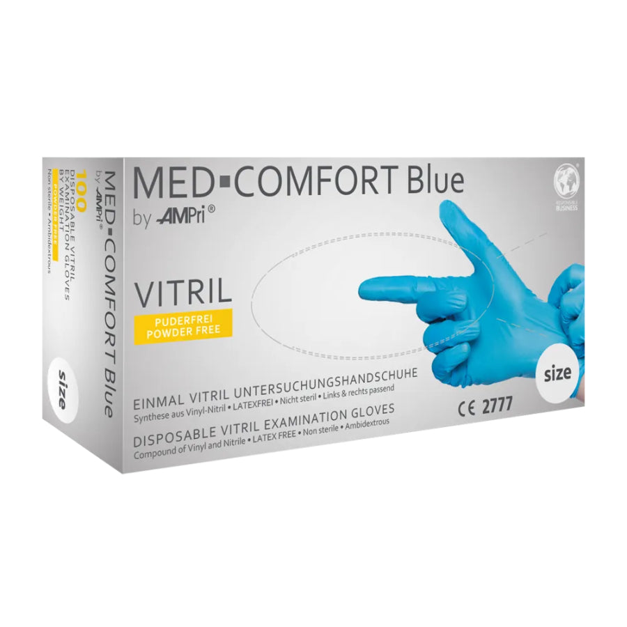 MED-COMFORT Blue Vitrilhandschuhe, puderfrei, blau