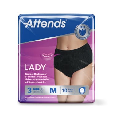 Attends Lady Descreet Underwear 3 Inkontinenzhosen, schwarz