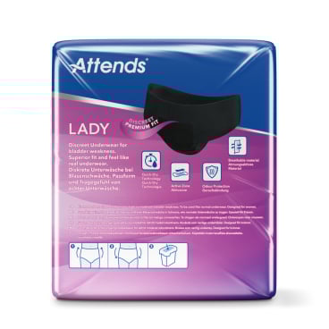 Attends Lady Descreet Underwear 3 Inkontinenzhosen, schwarz