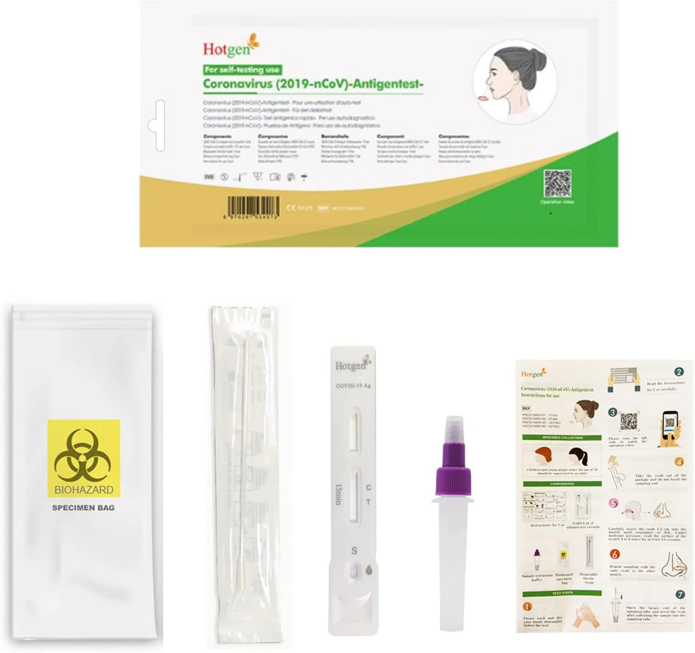 Hotgen Corona Selbsttest Einzeltest - SARS-CoV-2 Antigen Schnelltest zur Eigenanwendung - Med-Praxisbedarf