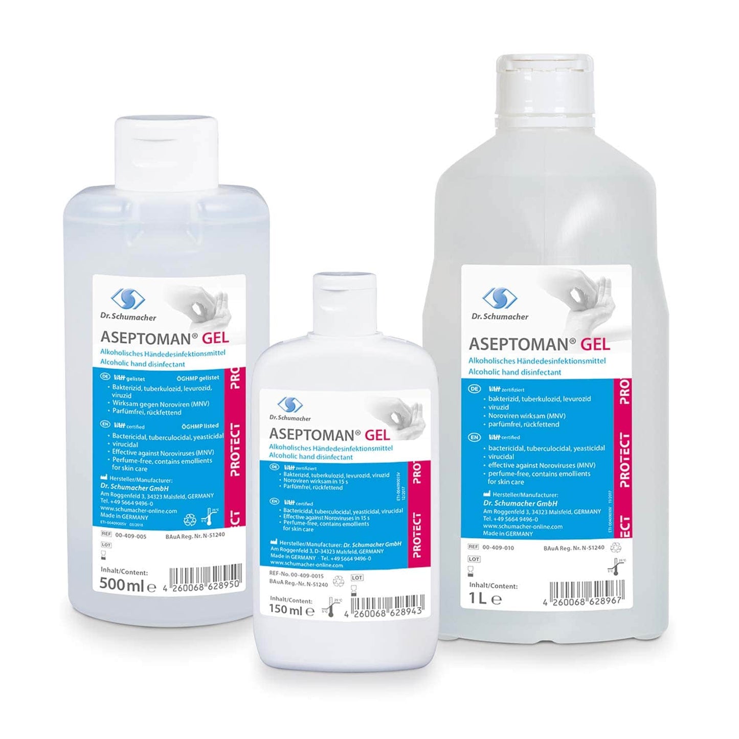 Händedesinfektionsgel Aseptoman - alkoholische Gel-Form für einfache Anwendung - Med-Praxisbedarf