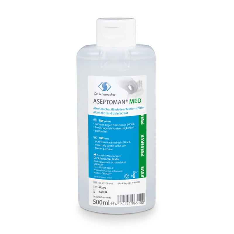 Aseptoman med Desinfektionsmittel Flasche - alkoholisch mit niedrigem Alkoholgehalt - Med-Praxisbedarf