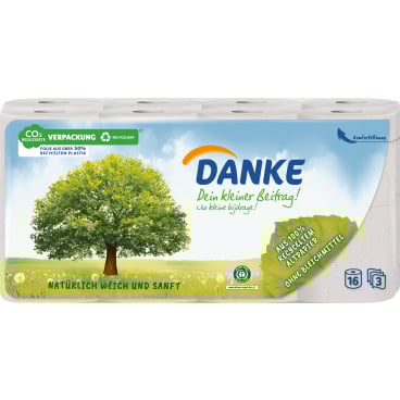 Danke Toilettenpapier naturweiß, 3-lagig