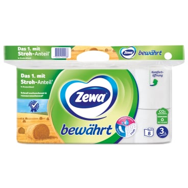 Zewa Bewährt Toilettenpapier, 3-lagig mit Strohanteil
