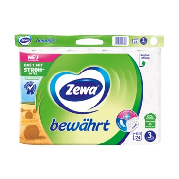 Zewa Bewährt Toilettenpapier, 3-lagig mit Strohanteil