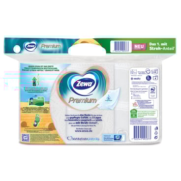 Zewa Premium Toilettenpapier, 5-lagig mit Strohanteil