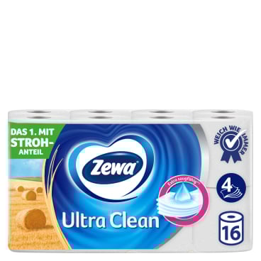 Zewa Ultra Clean Toilettenpapier, 4-lagig mit Strohanteil