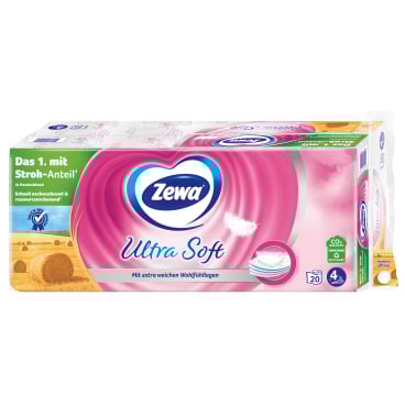 Zewa Ultra Soft Toilettenpapier, 4-lagig mit Strohanteil