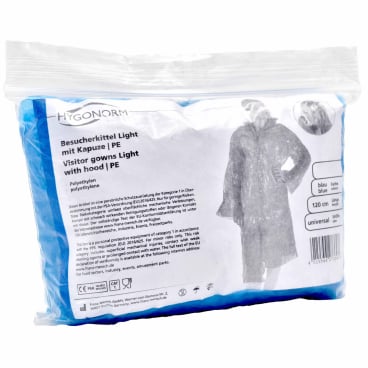 HYGOSTAR® Besucherkittel PE mit Kapuze, einzeln verpackt
