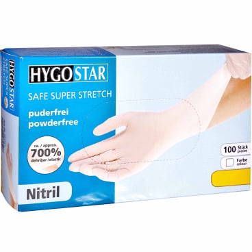 HYGOSTAR® Nitrilhandschuh Safe Super Stretch, puderfrei, weiß