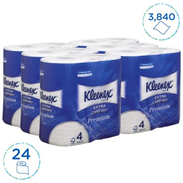 KLEENEX® Toilettenpapier Rollen, 4-lagig, weiß