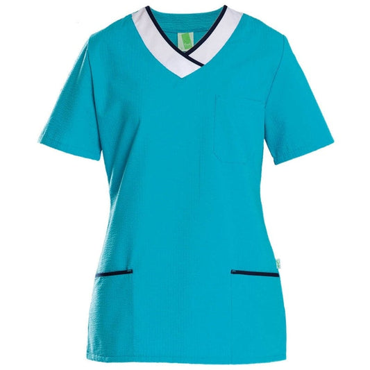 Kunath - Seersucker Kasack für Damen - lagoon/weiß / XS