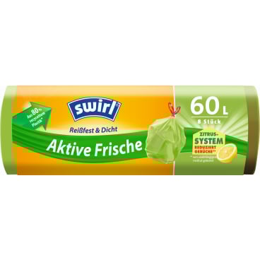 Swirl® Müllbeutel Reißfest, Aktive Frische, 60 Liter