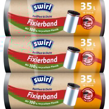 Swirl® Müllbeutel Reißfest, mit Fixierband, 35 Liter