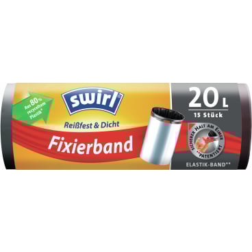 Swirl® Müllbeutel Reißfest, mit Fixierband, 20 Liter