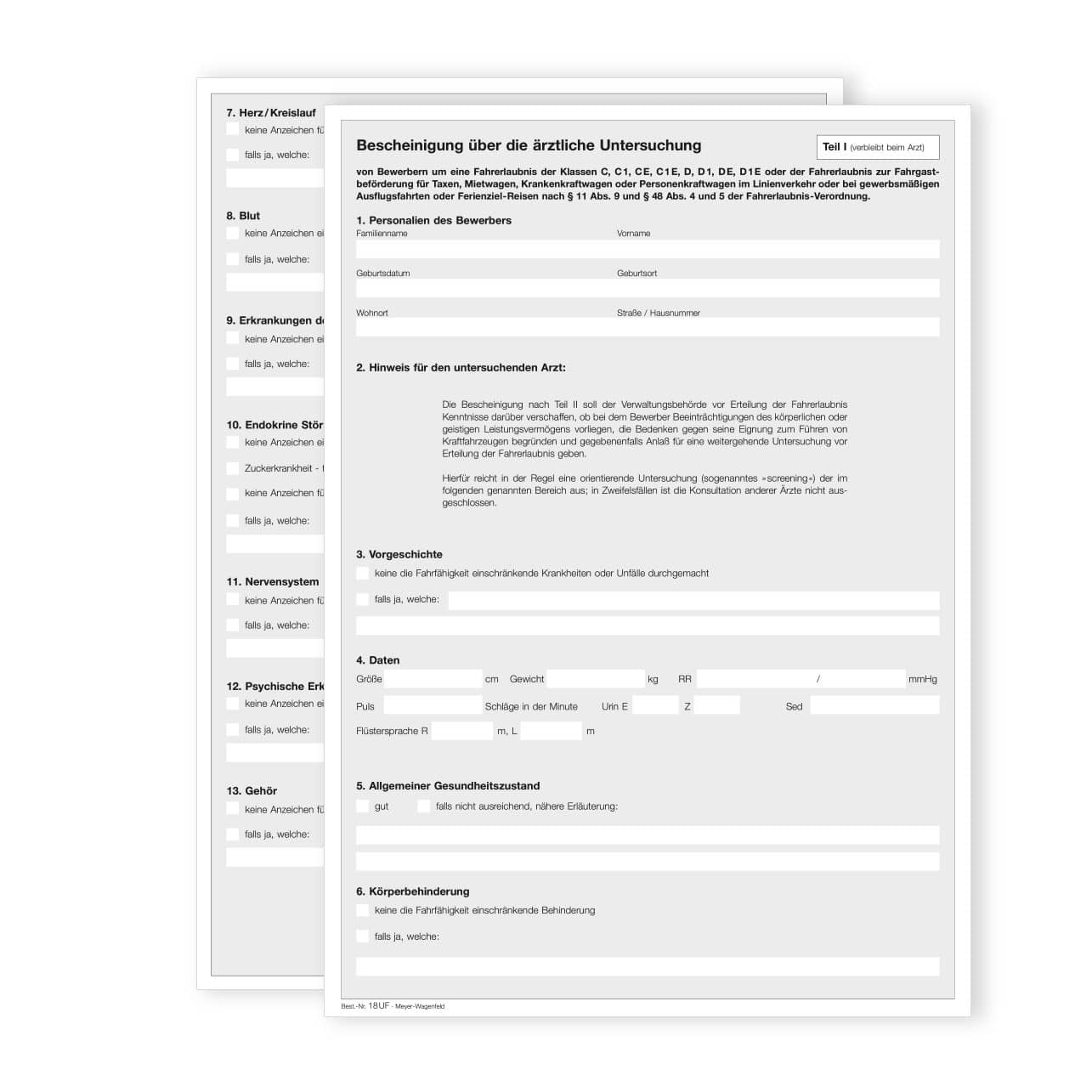Bescheinigung für ärztliche Untersuchung