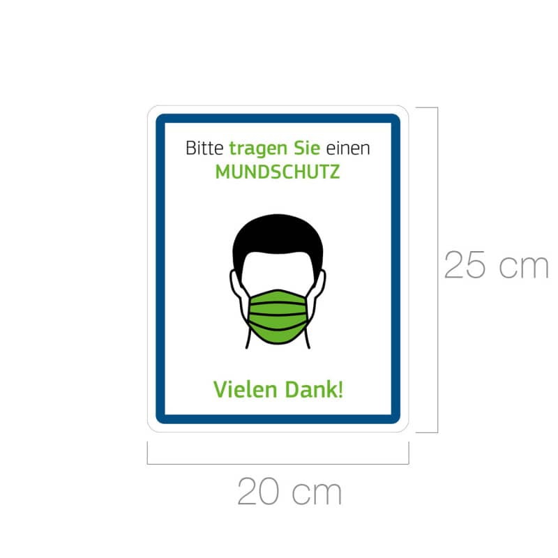 Hinweisschild "Bitte Mundschutz tragen"