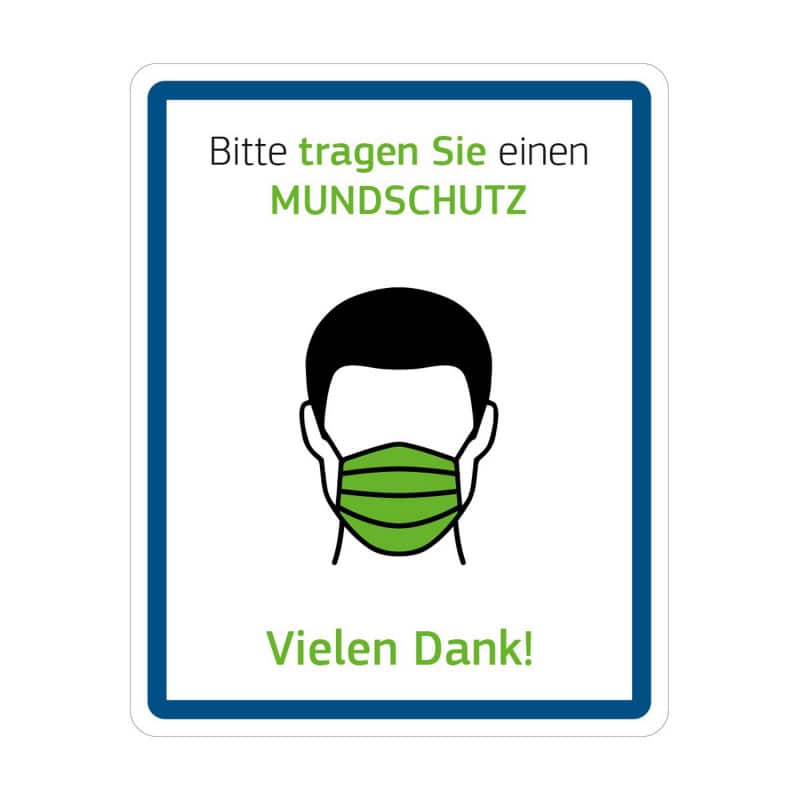 Hinweisschild "Bitte Mundschutz tragen"