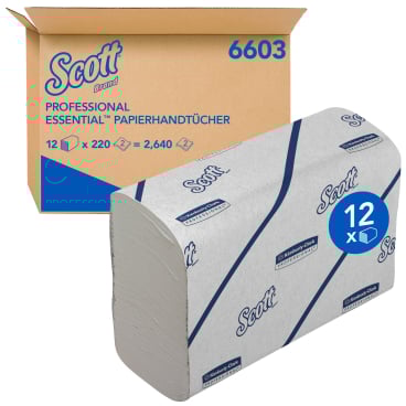 SCOTT® Essential Papierhandtücher, weiß, 2-lagig, 21,2 x 18,6 cm