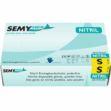 SemyCare Nitrilhandschuhe im Spenderkarton, puderfrei, blau