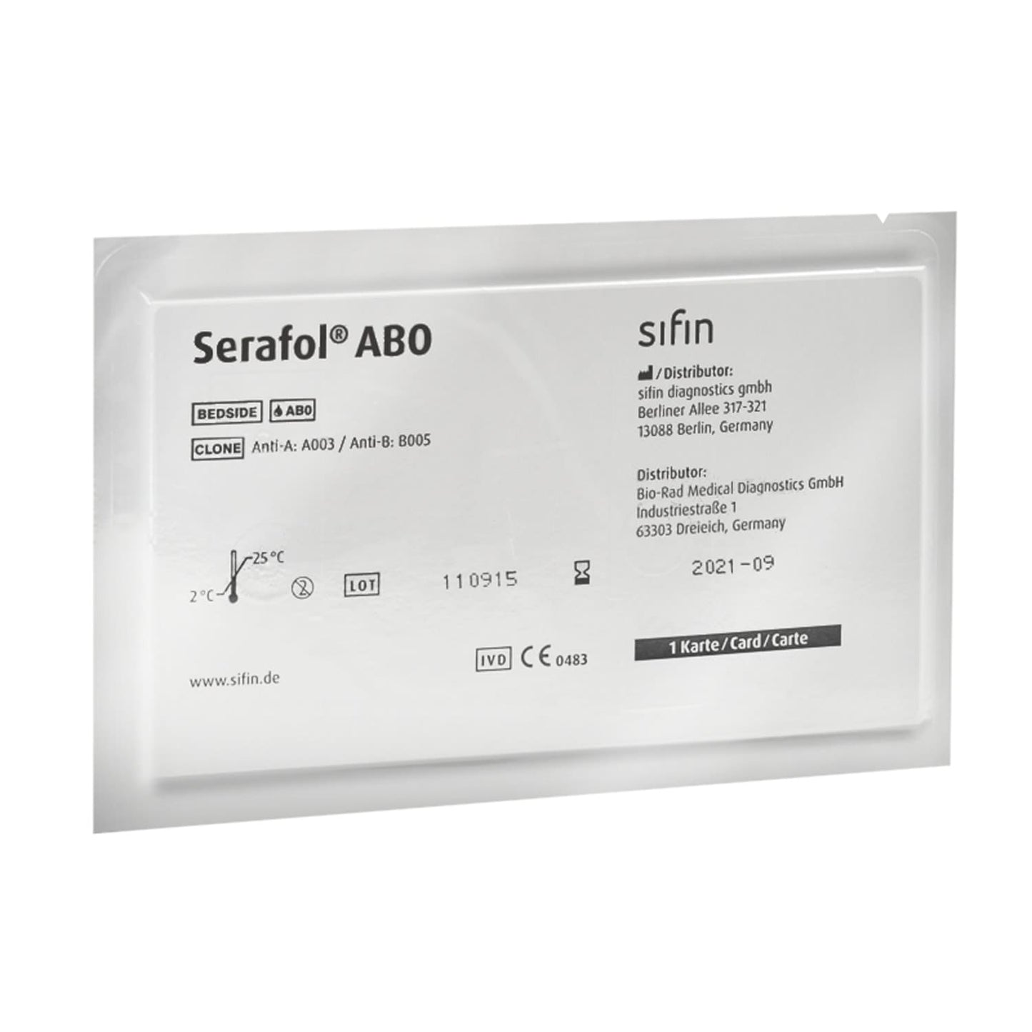 Serafol AB0 Bedside-Karten