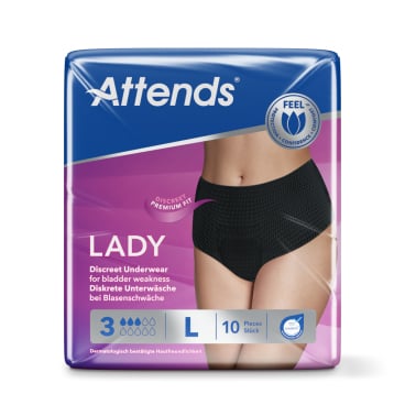 Attends Lady Descreet Underwear 3 Inkontinenzhosen, schwarz