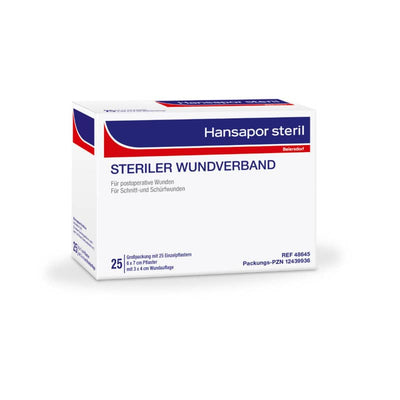 Hansapor steril Wundverband - selbstklebendes, einzeln steril verpacktes Pflaster - Med-Praxisbedarf