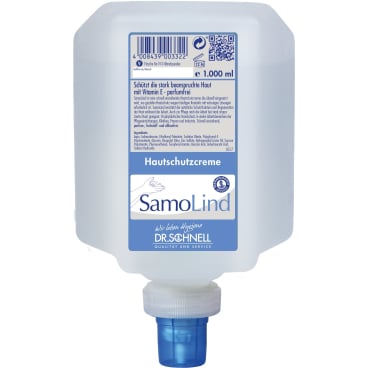 DR. SCHNELL - Dr. Schnell Hautschutzcreme SAMOLIND, parfümfrei - 1 Liter - Spenderflasche für V10-Spender