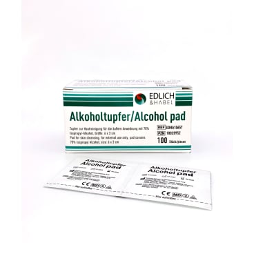 EDLICH & HABEL Alkoholtupfer zur Hautreinigung, 6 x 3 cm