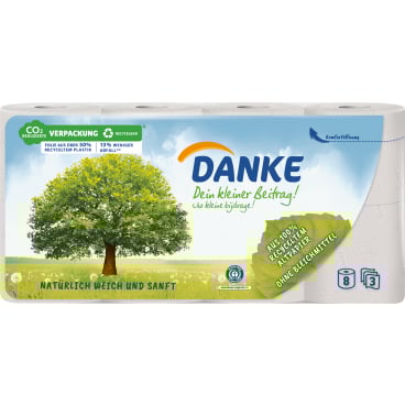 Danke Toilettenpapier naturweiß, 3-lagig