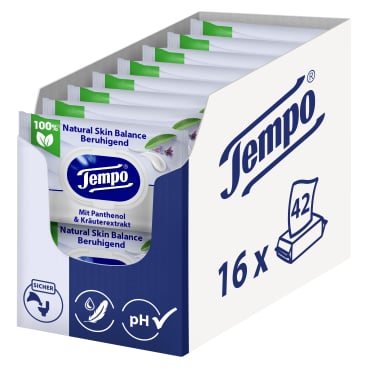 Tempo Natural Skin Balance - Beruhigend feuchte Toilettentücher