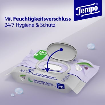 Tempo Natural Skin Balance - Beruhigend feuchte Toilettentücher
