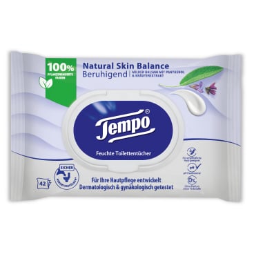 Tempo Natural Skin Balance - Beruhigend feuchte Toilettentücher