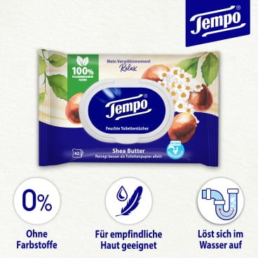 Tempo Sheabutter Feuchte Toilettentücher
