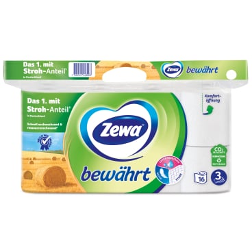 Zewa Bewährt Toilettenpapier, 3-lagig mit Strohanteil