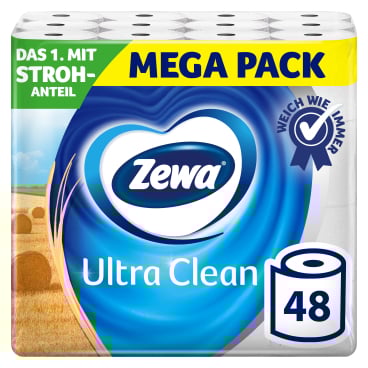 Zewa Ultra Clean Toilettenpapier, 4-lagig mit Strohanteil