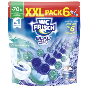 WC Frisch BLAU, Kraft-Aktiv Ozeanfrische, WC Duftspüler, XXL Pack