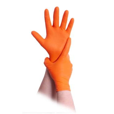 MaiMed® Diamond Grip+ Nitril Einmalhandschuhe, orange, unsteril