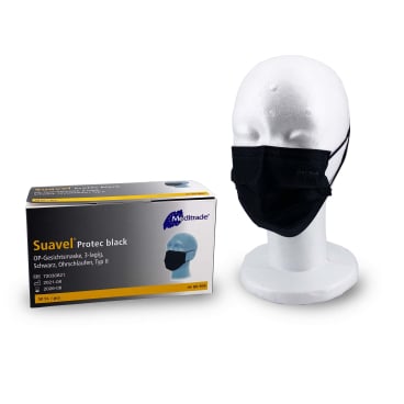 Meditrade medizinische Schutzmaske Typ II Protec Black, 3 lagig