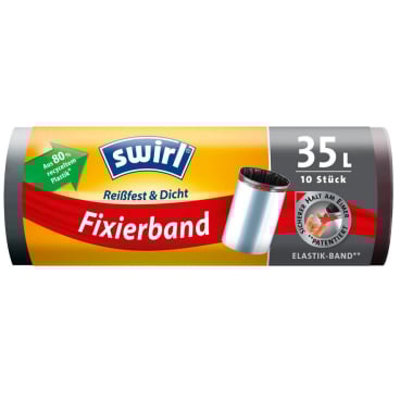 Swirl® Müllbeutel Reißfest, mit Fixierband, 35 Liter