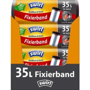 Swirl® Müllbeutel Reißfest, mit Fixierband, 35 Liter
