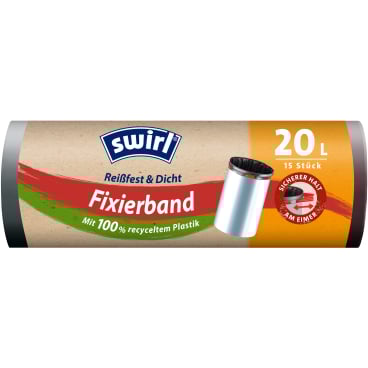 Swirl® Müllbeutel Reißfest, mit Fixierband, 20 Liter