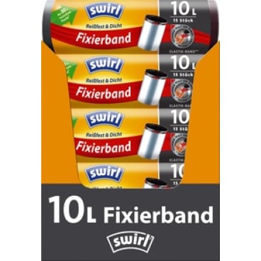 Swirl® Müllbeutel Reißfest, mit Fixierband, 10 Liter
