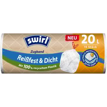 Swirl® Müllbeutel Reißfest, mit Zugband, 20 Liter