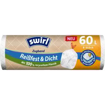 Swirl® Müllbeutel Zugband Reißfest & Dicht, 60 Liter