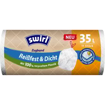 Swirl® Müllbeutel reißfest, mit Zugband, 35 Liter